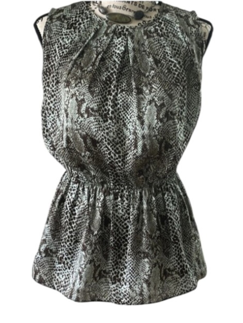 Snake-Print Peplum Top